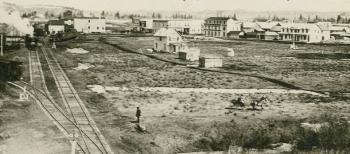 Red Deer C&ER yard, station and hotels 1898 - Red Deer Archives P4410
