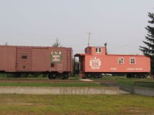 CNR caboose and boxcar at Mirror
