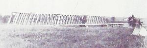 the original wooden truss bridge over the Red Deer River