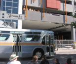classic bus near Red Deer transit parkade